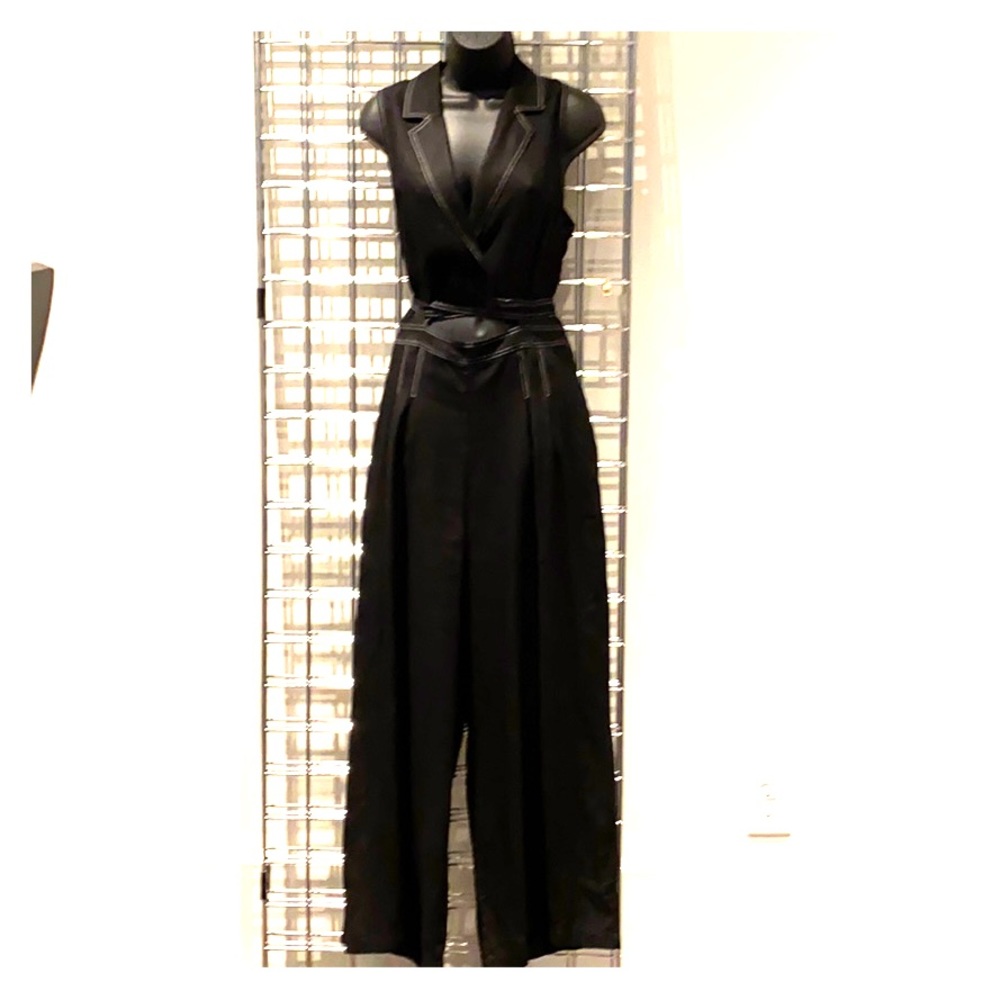 🌈 Sleeveless notch collar wide leg jumpsuit